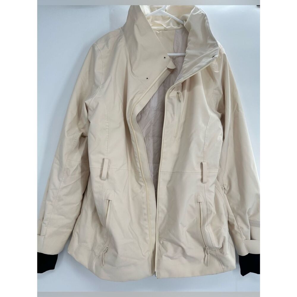 Halfdays Hooded Belted Full Zip Lined Women's Jacket Oatmilk XL